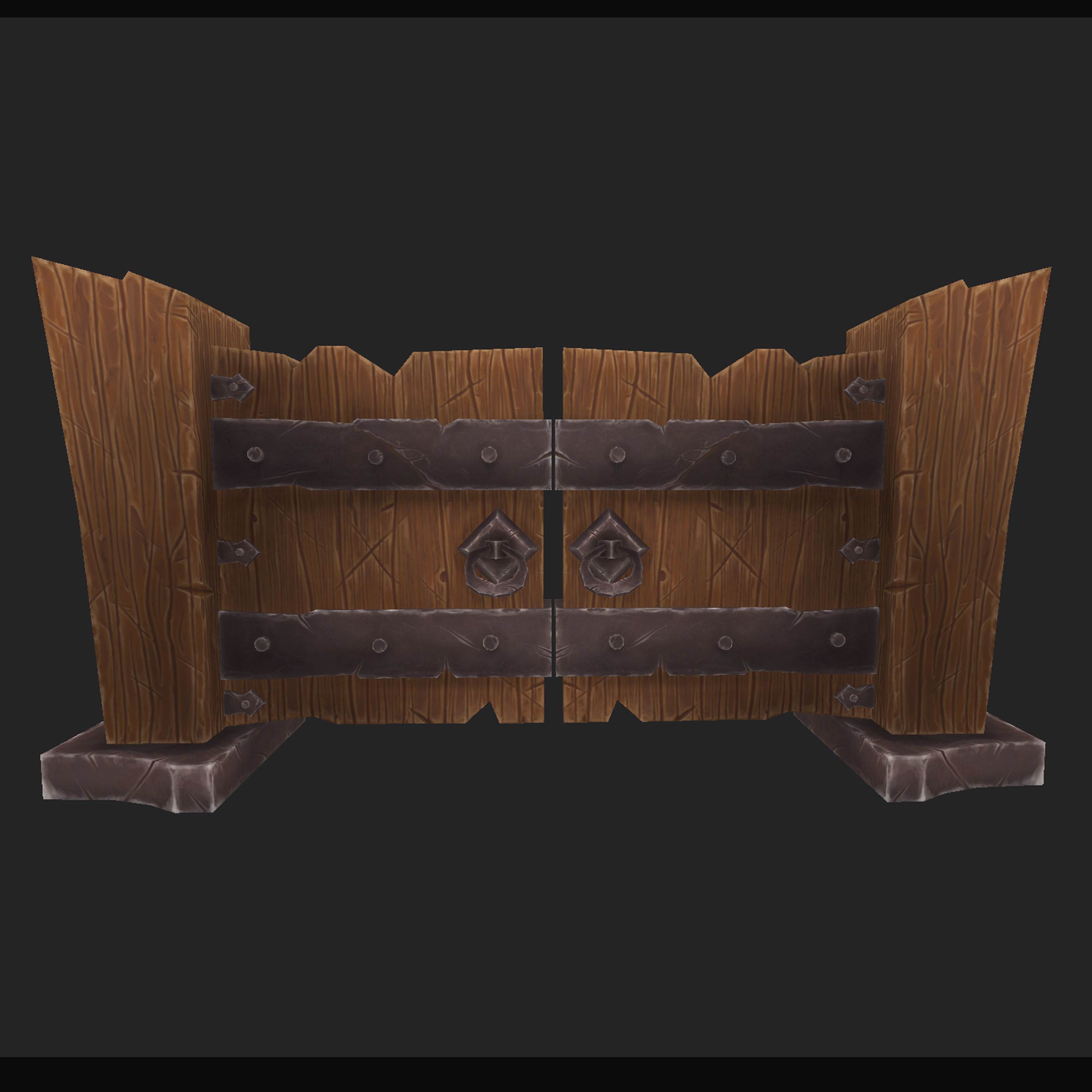 Low Poly Gate world of warcraft wooden door Low-poly 3D model_1