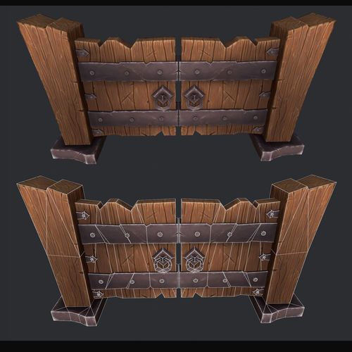 Low Poly Gate world of warcraft wooden door Low-poly 3D model