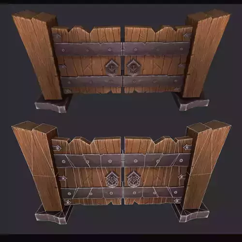 Low Poly Gate world of warcraft wooden door Low-poly 3D model