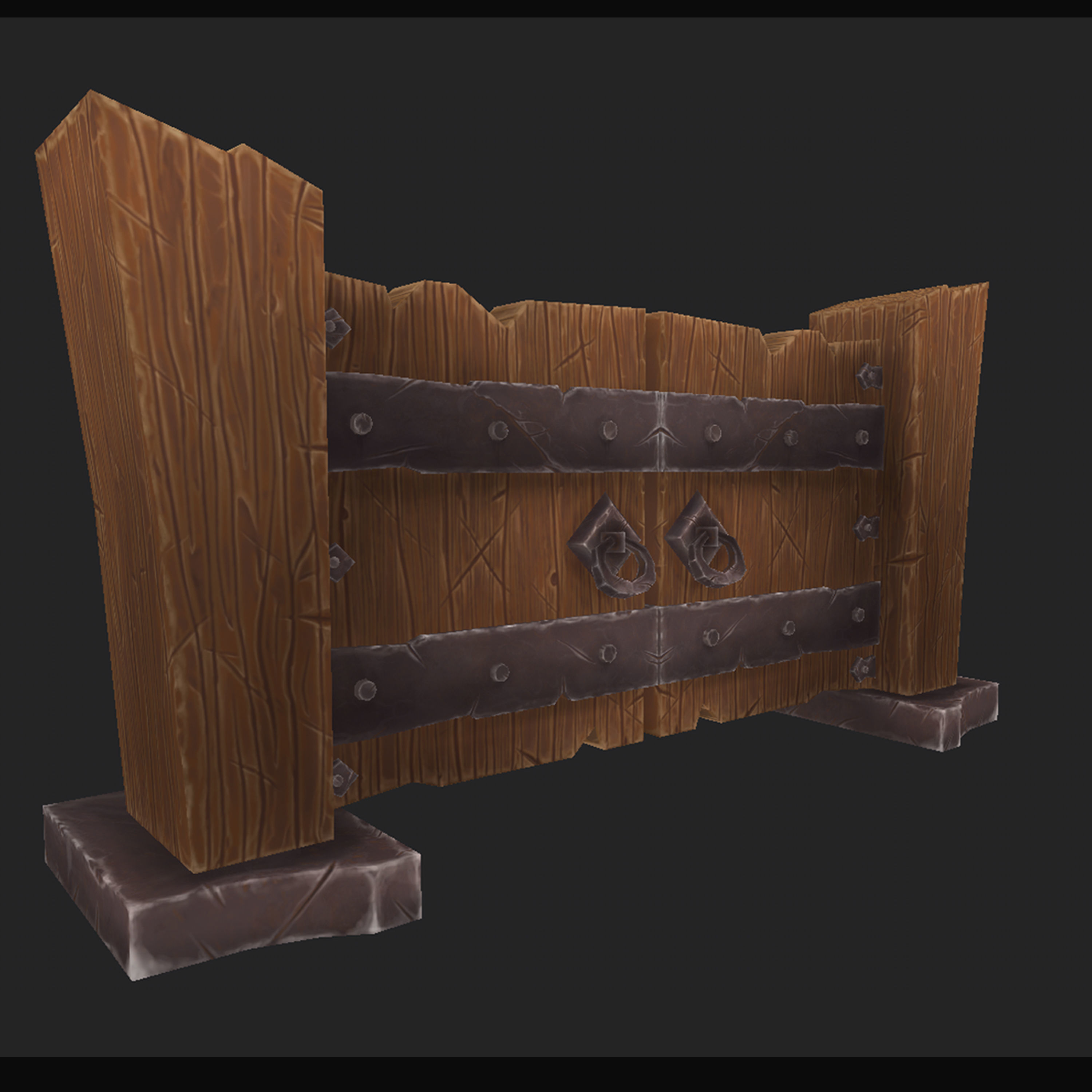 Low Poly Gate world of warcraft wooden door Low-poly 3D model_2
