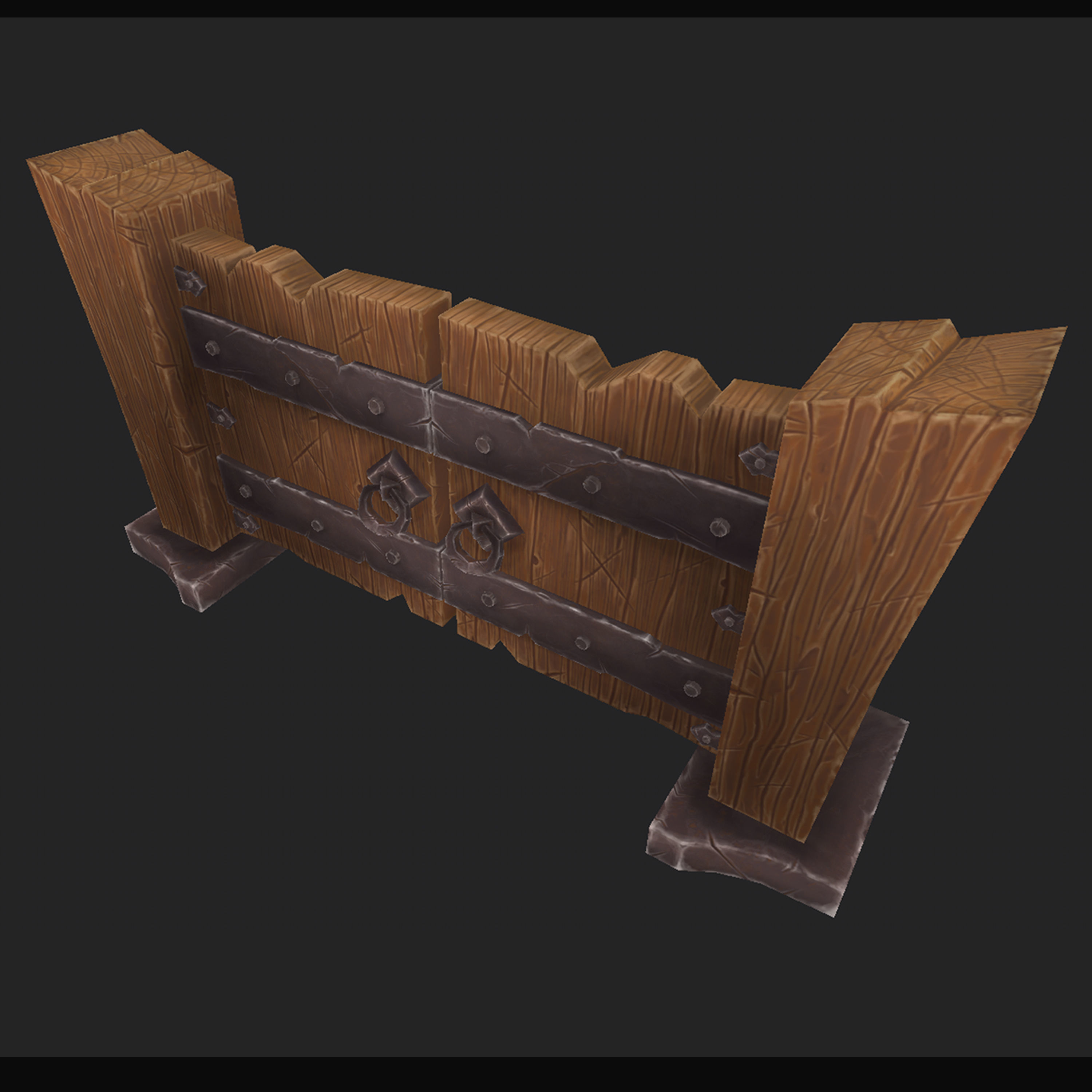 Low Poly Gate world of warcraft wooden door Low-poly 3D model_3
