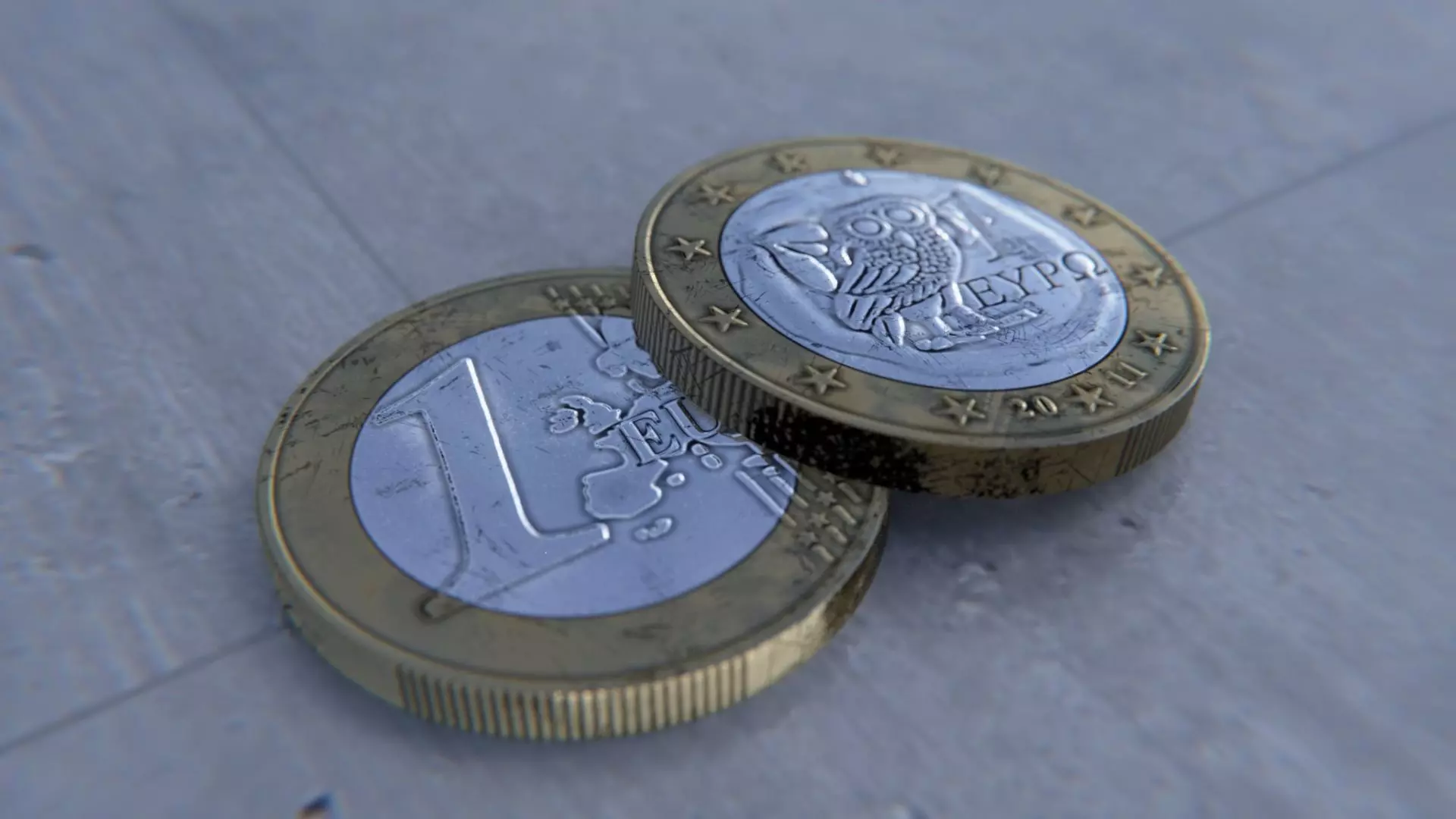 1  Euro Coin - Greek 3D model_0