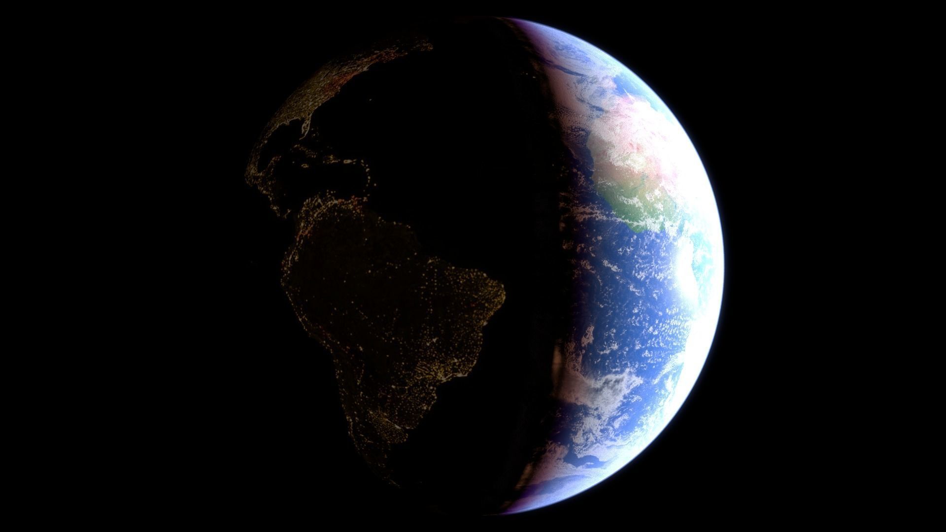 Planet Earth - Complete with atmosphere and dynamic night lights 3D model_1