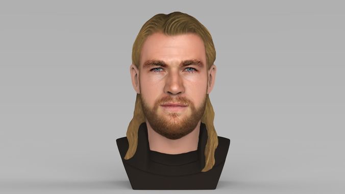 Thor Chris Hemsworth Avengers bust full color 3D printing ready 3D print model