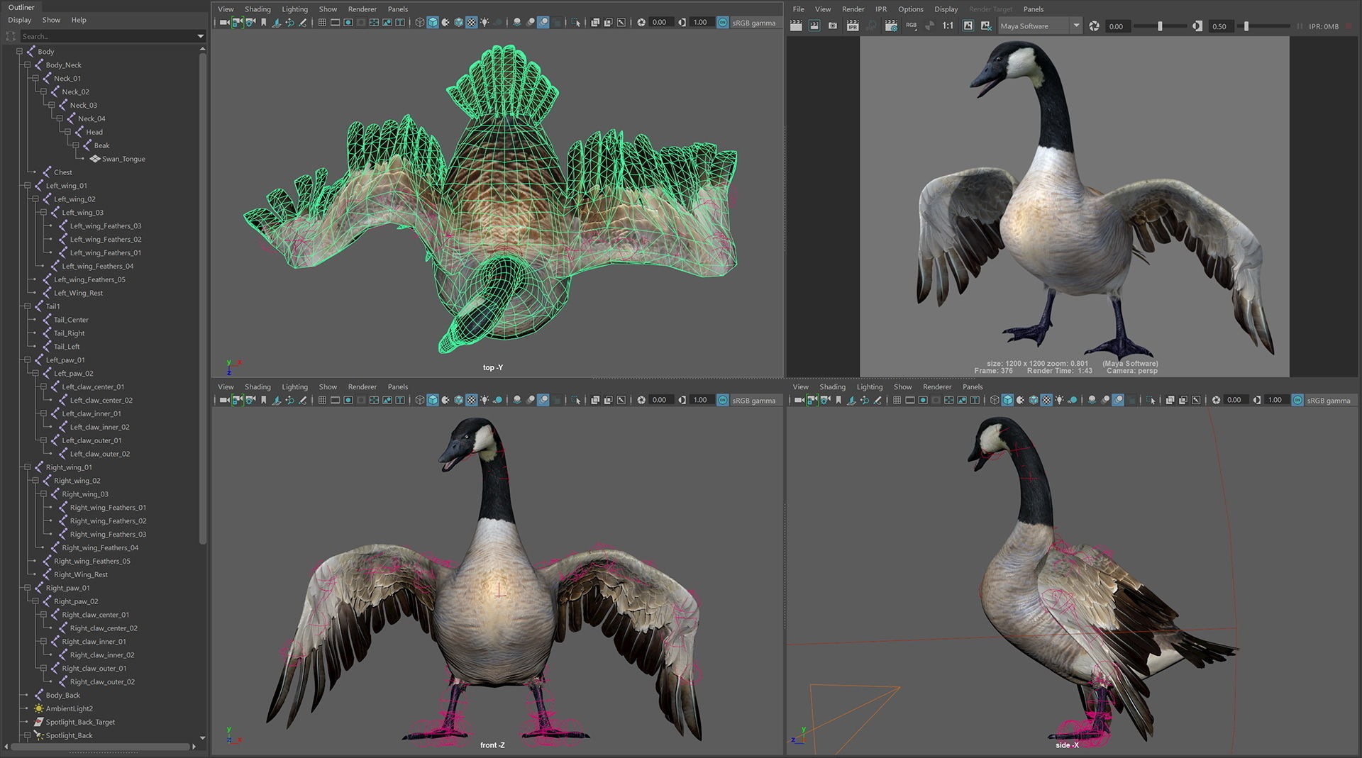 Animated Canada Goose 3D model_21