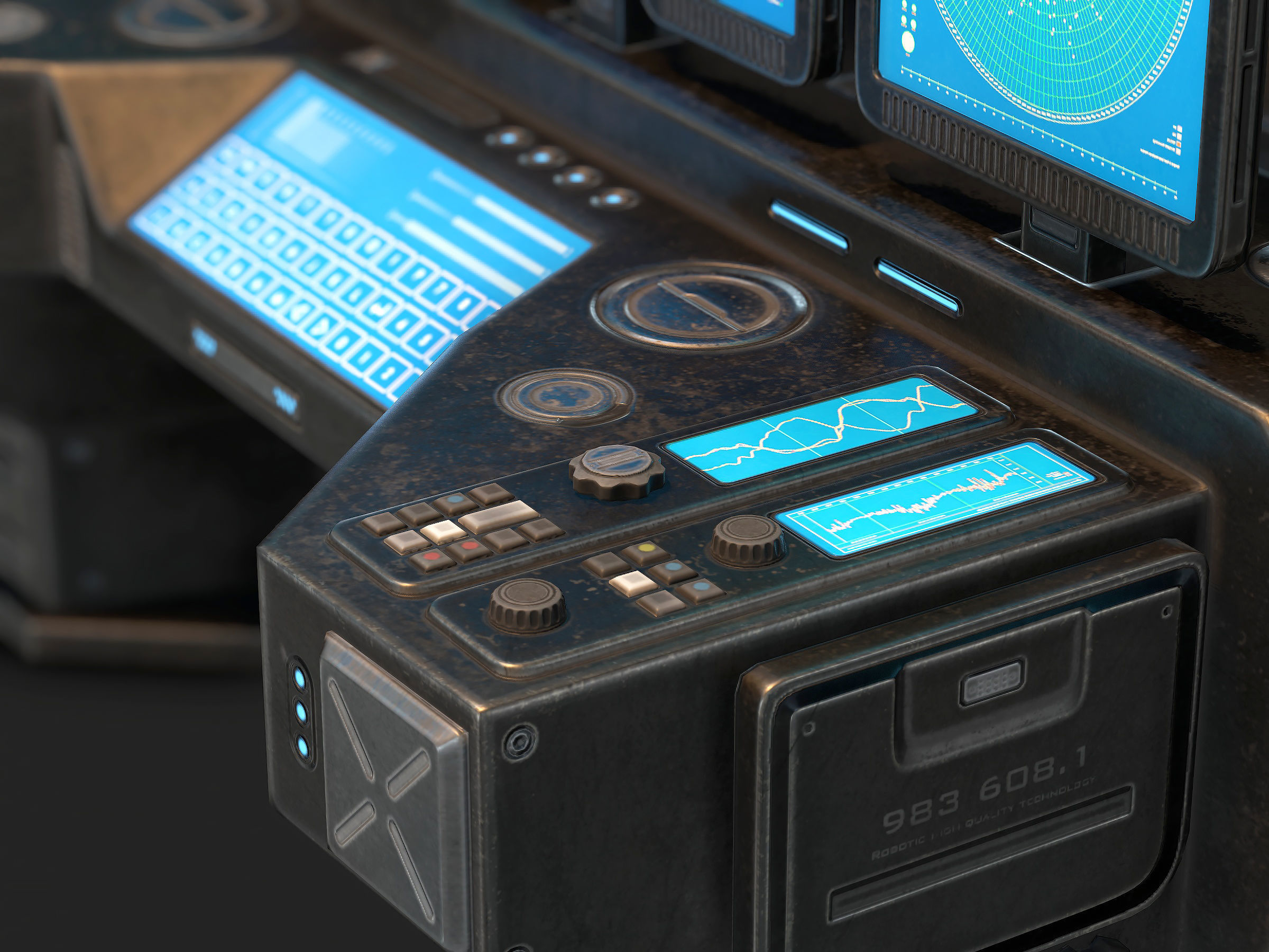 Sci Fi Lab Computer Low Poly Low-poly 3D model_8