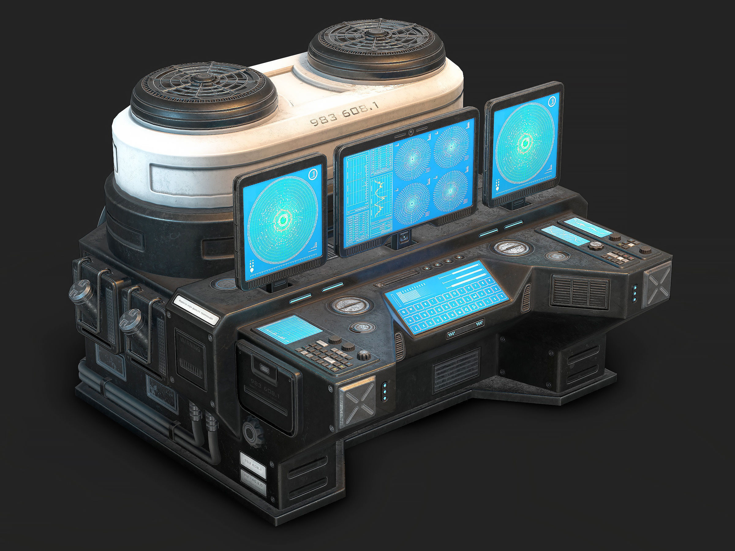 Sci Fi Lab Computer Low Poly Low-poly 3D model_1
