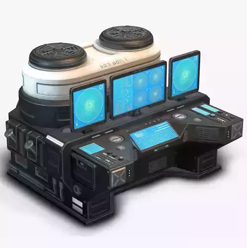 Sci Fi Lab Computer Low Poly Low-poly 3D model