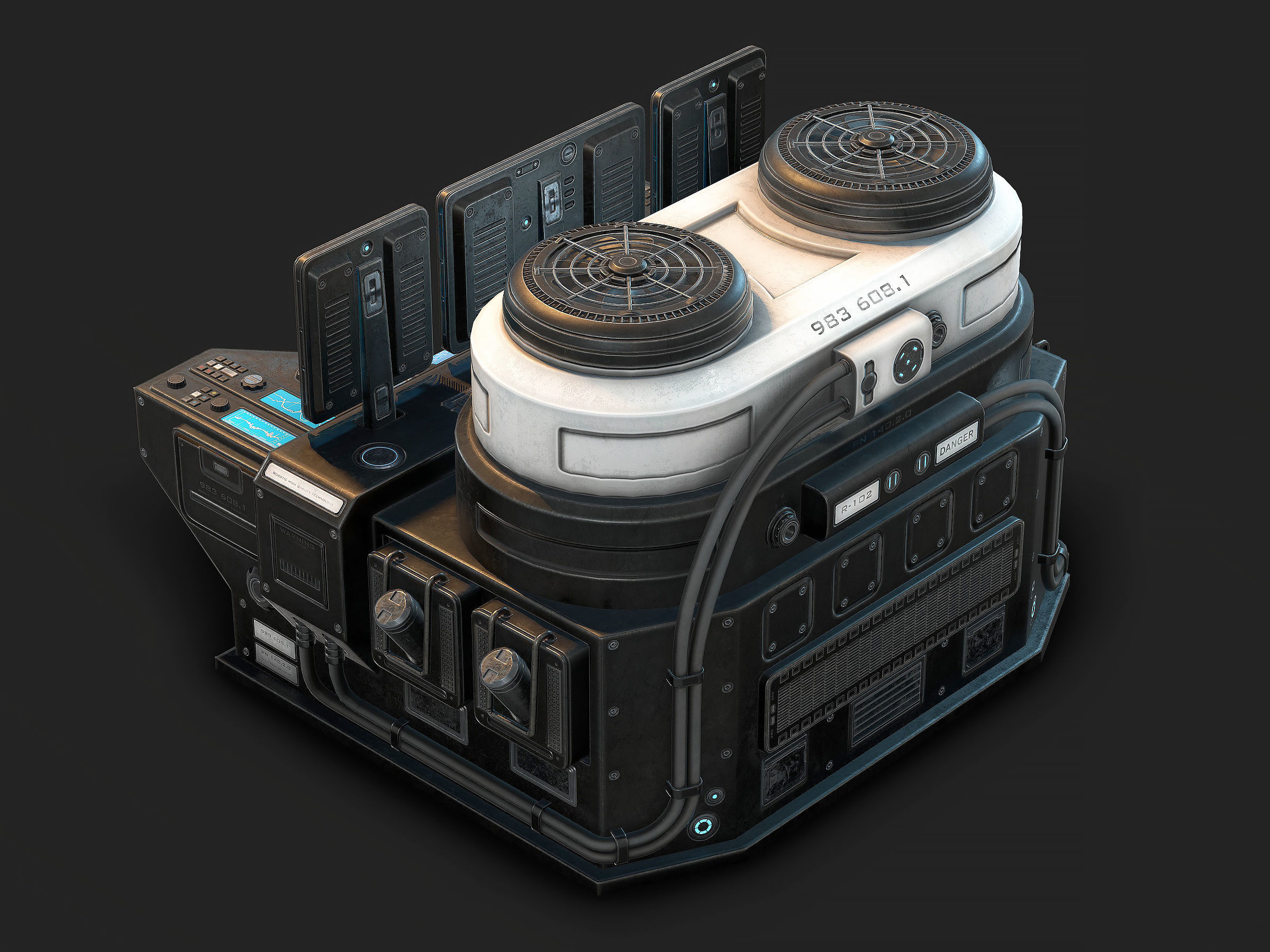 Sci Fi Lab Computer Low Poly Low-poly 3D model_5