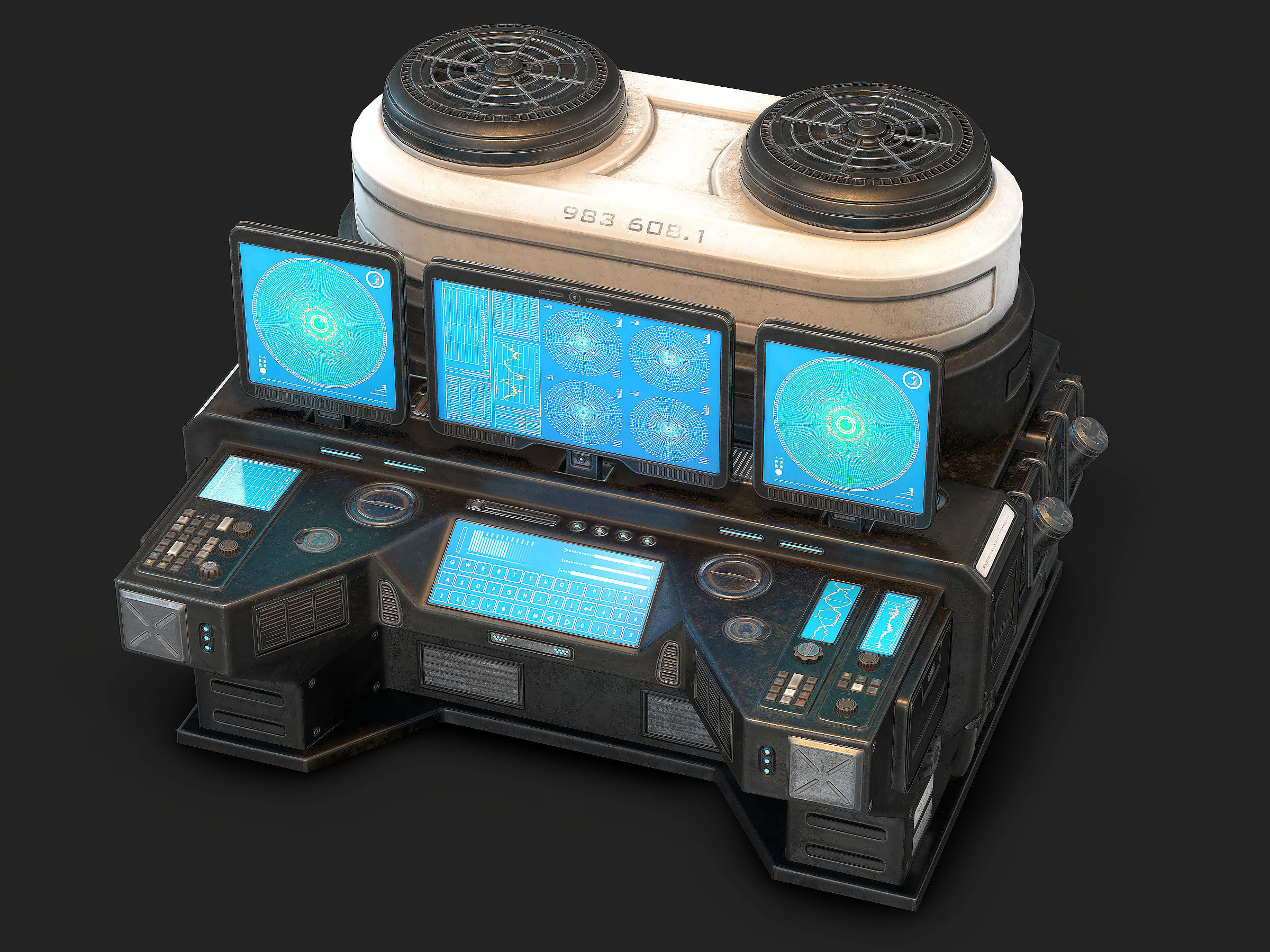 Sci Fi Lab Computer Low Poly Low-poly 3D model_2