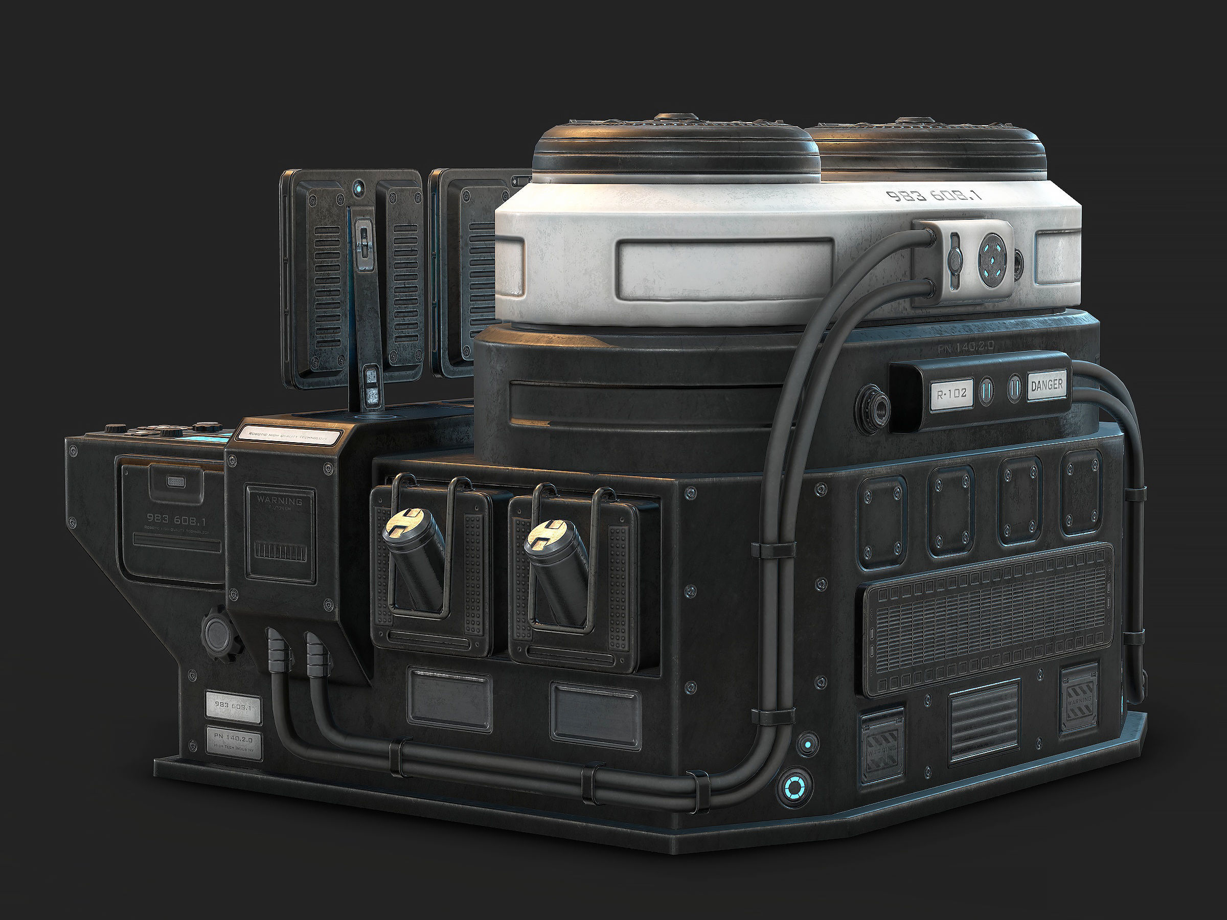 Sci Fi Lab Computer Low Poly Low-poly 3D model_4