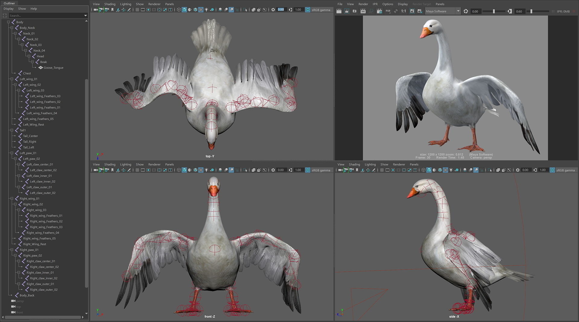 Animated Snow Goose 3D model_24