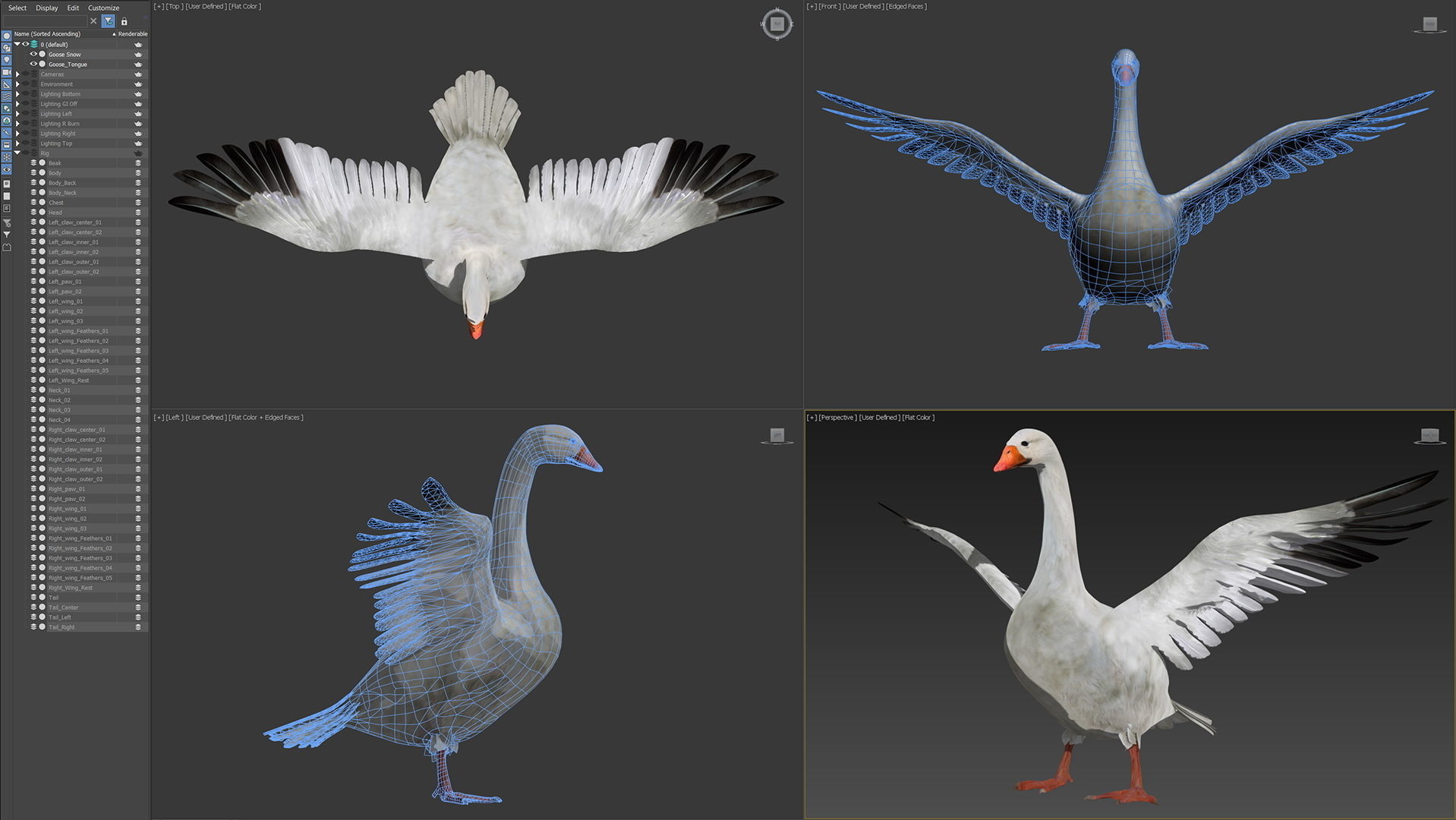 Animated Snow Goose 3D model_22