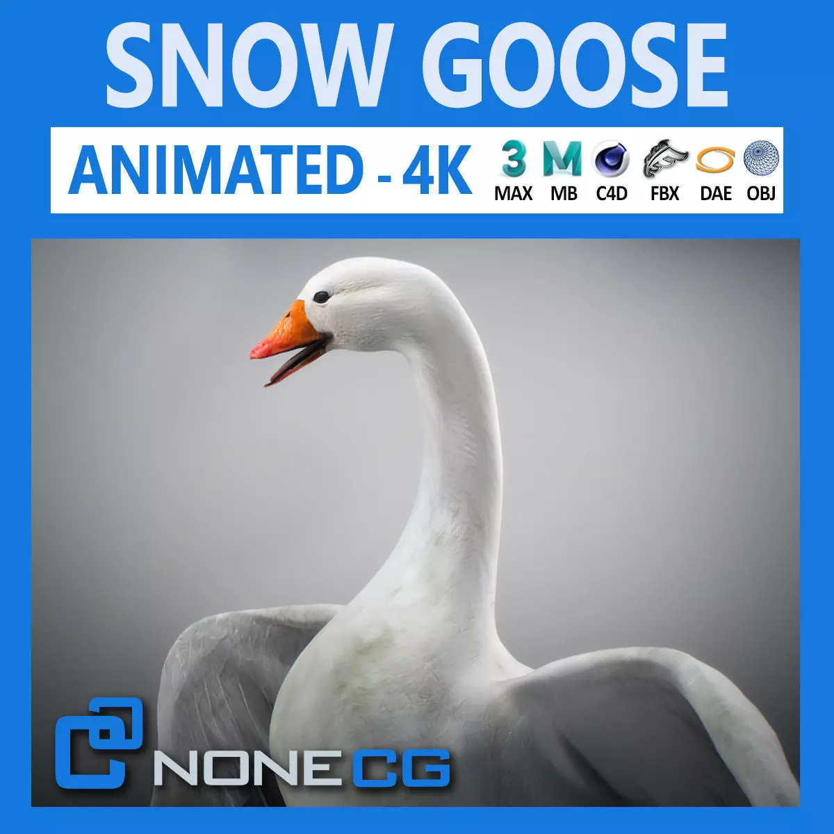 Animated Snow Goose 3D model_0