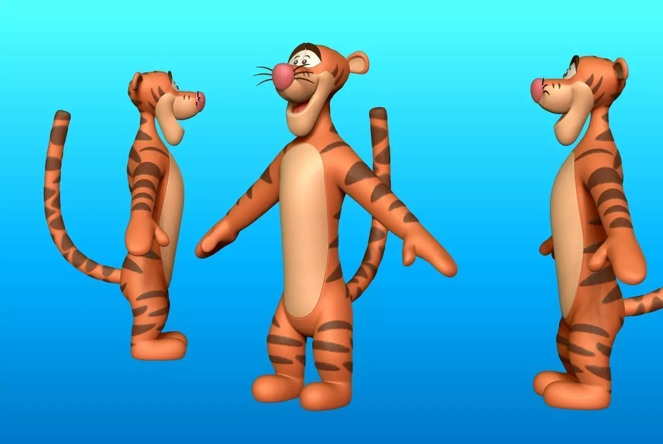 Tigger jumping in air 3D model_0