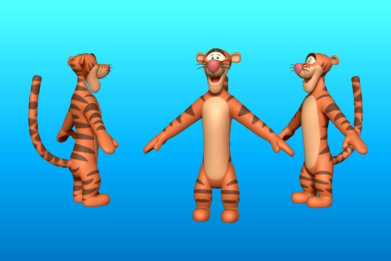 Tigger jumping in air 3D model_1
