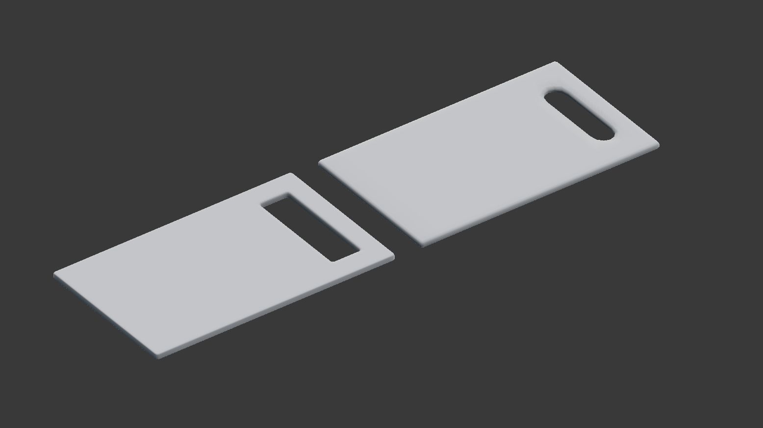 White Chopping Board Set of 2 Low-poly 3D model_4