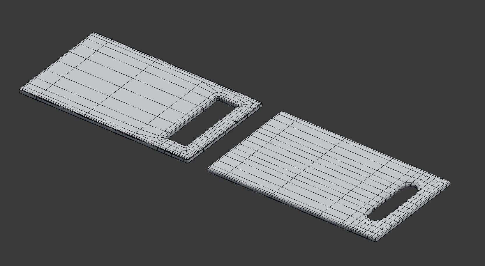 White Chopping Board Set of 2 Low-poly 3D model_7