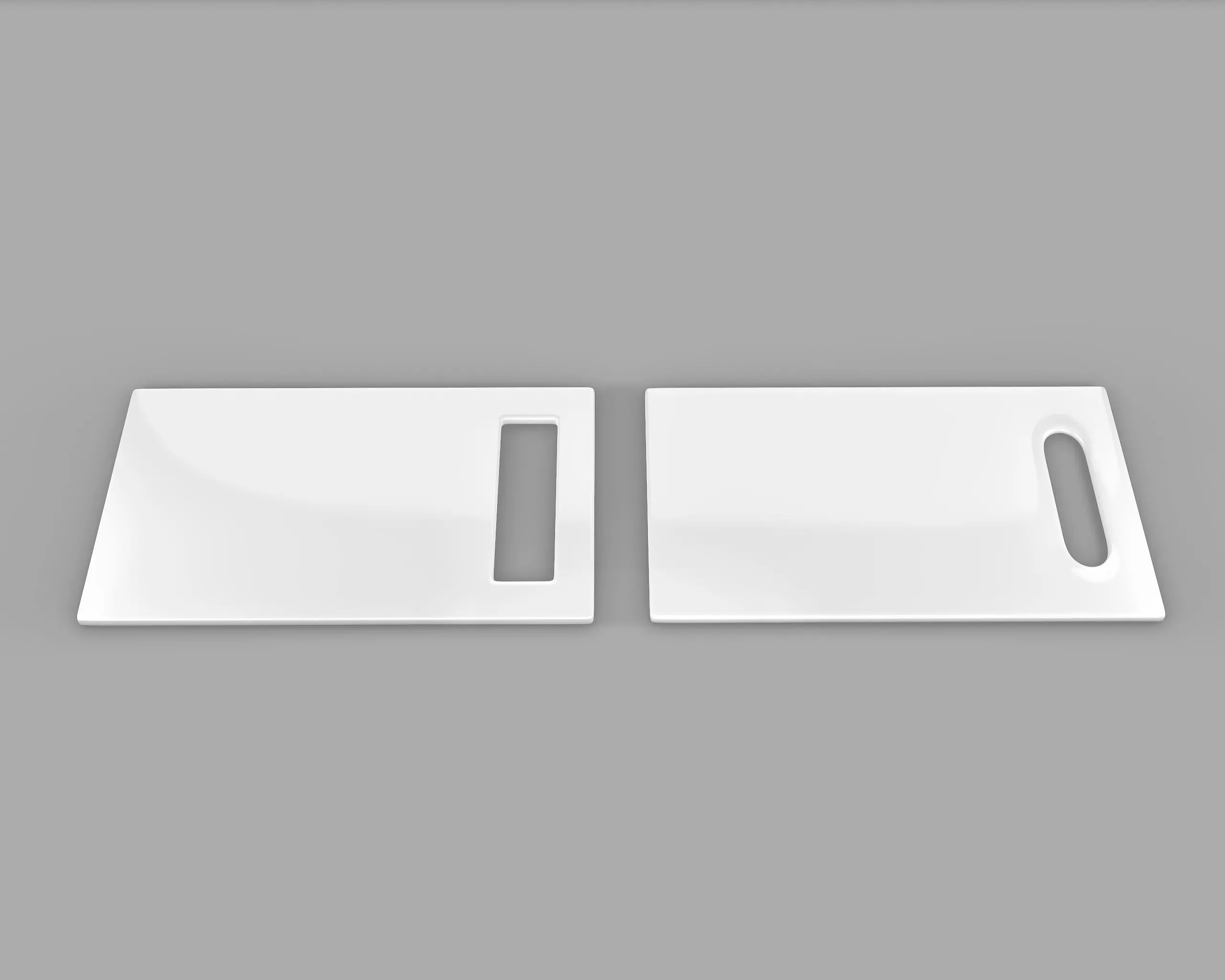 White Chopping Board Set of 2 Low-poly 3D model_0