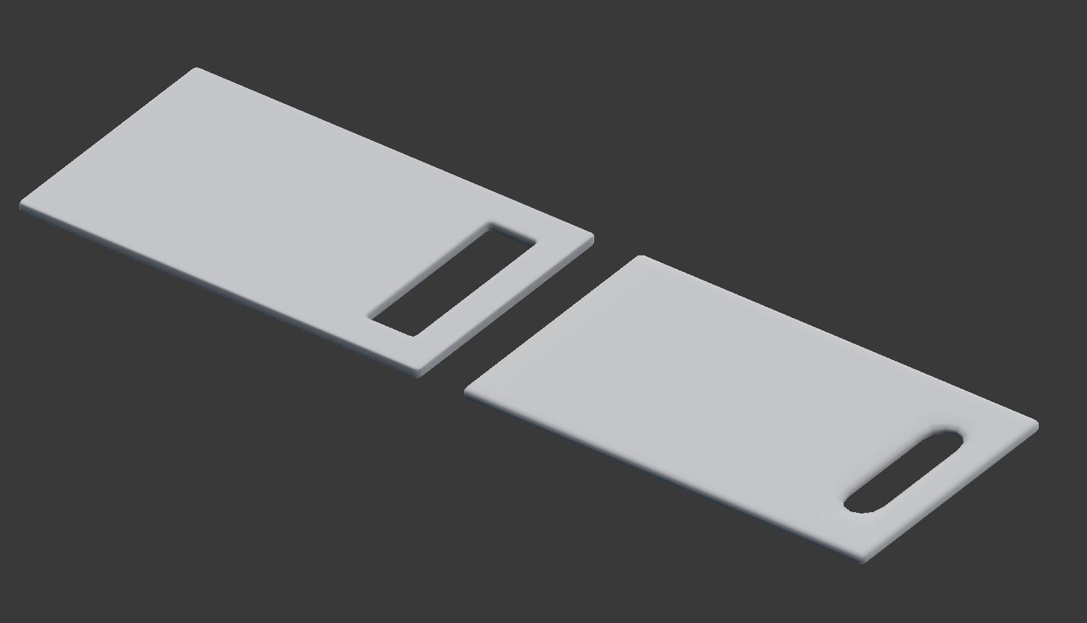 White Chopping Board Set of 2 Low-poly 3D model_5