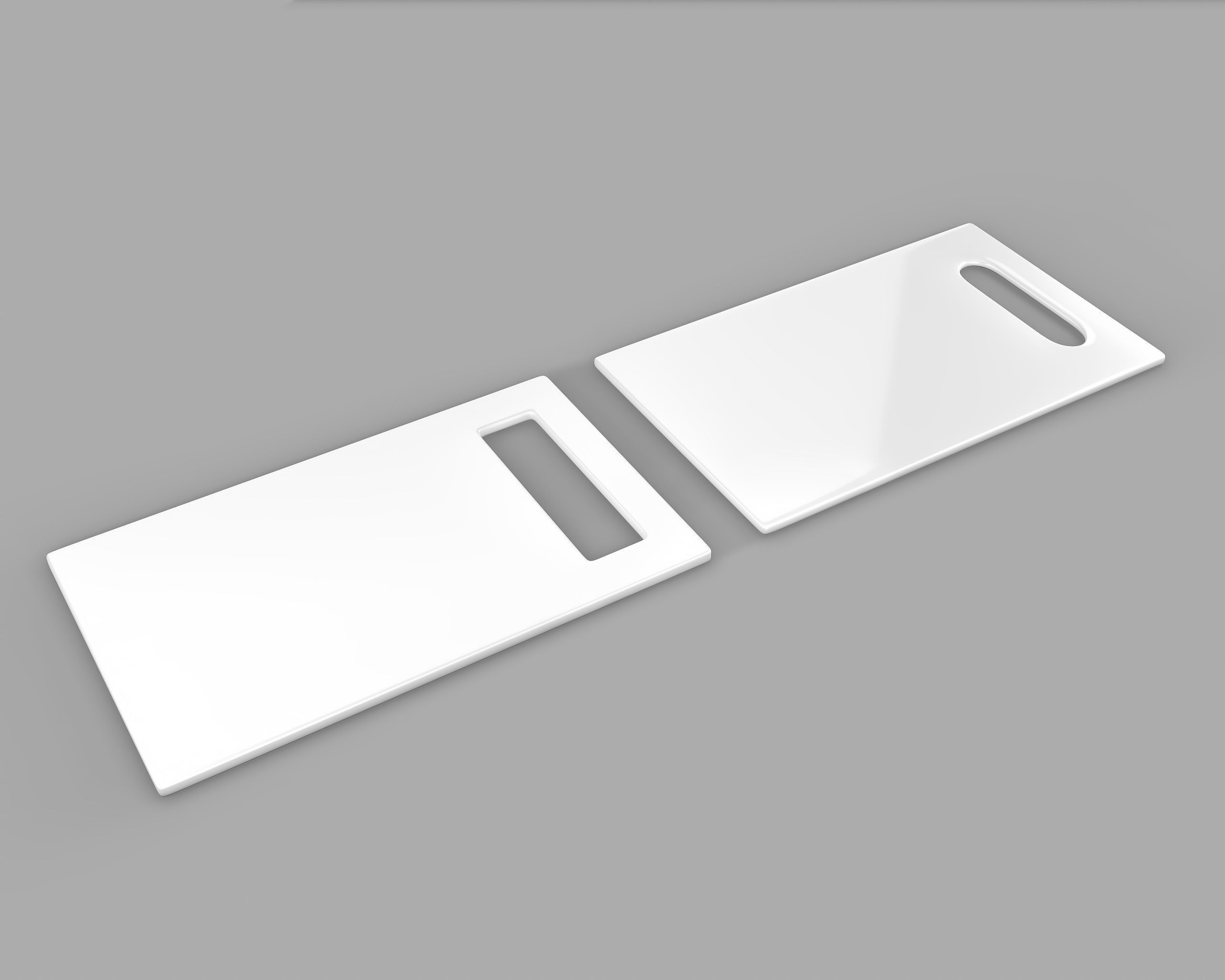 White Chopping Board Set of 2 Low-poly 3D model_3