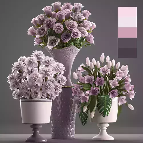 Bouquets of flowers in vases