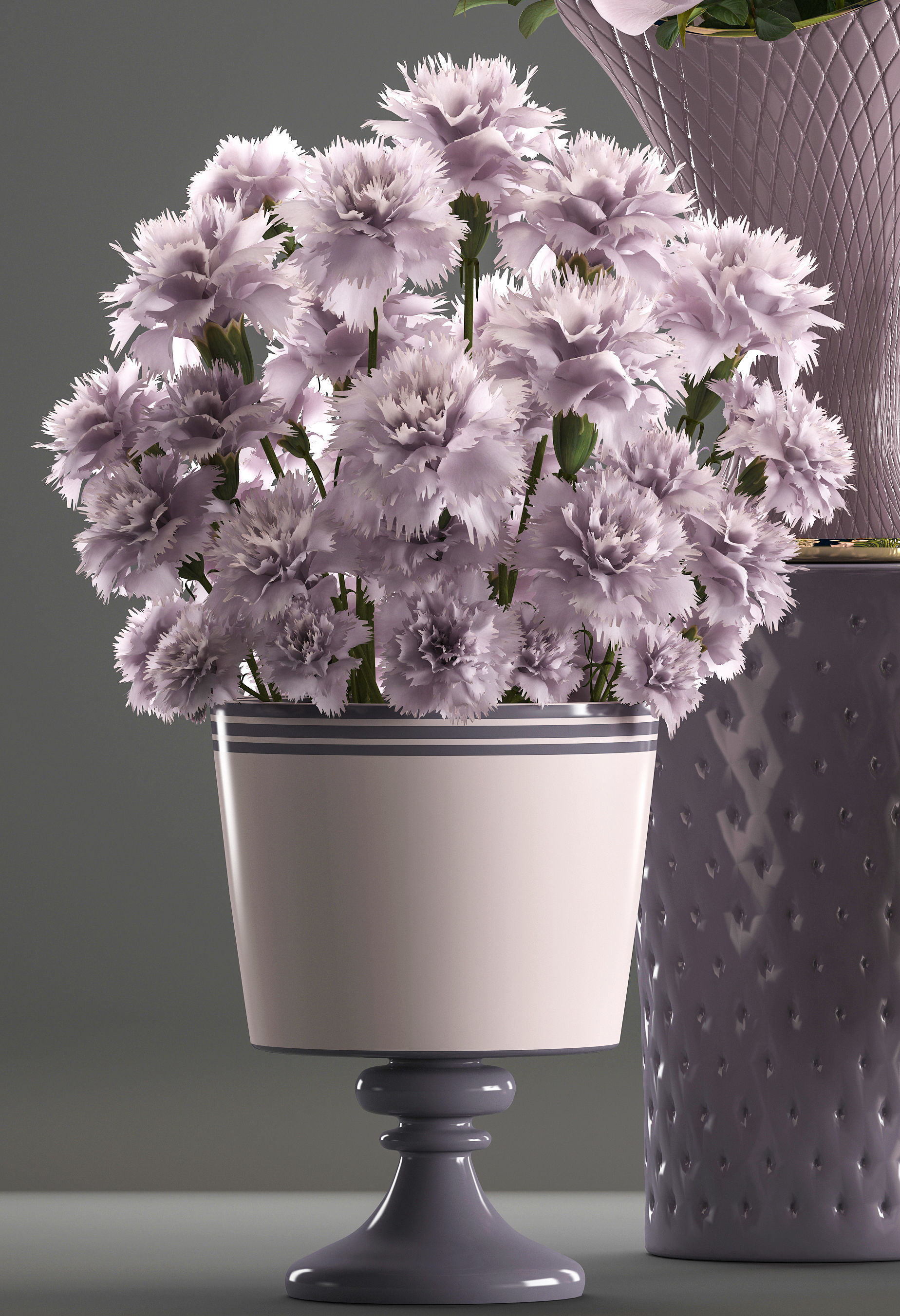 Bouquets of flowers in vases 3D model_1