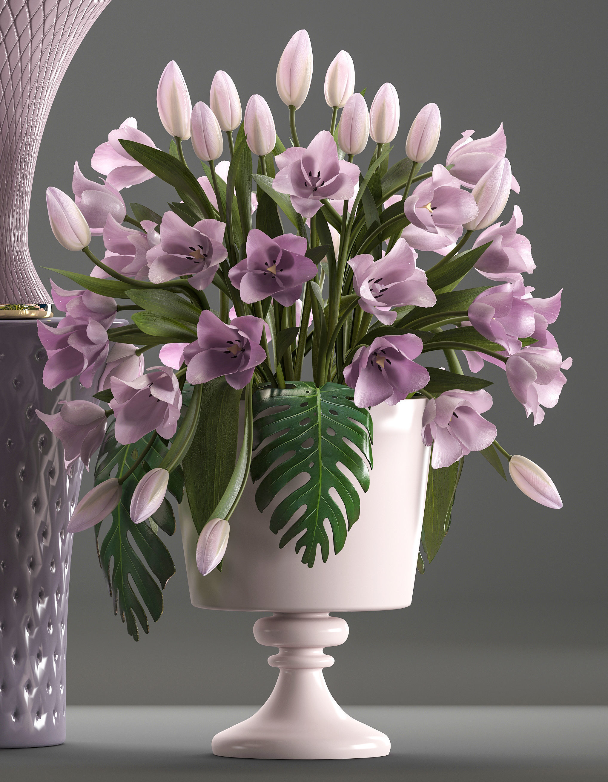 Bouquets of flowers in vases 3D model_4
