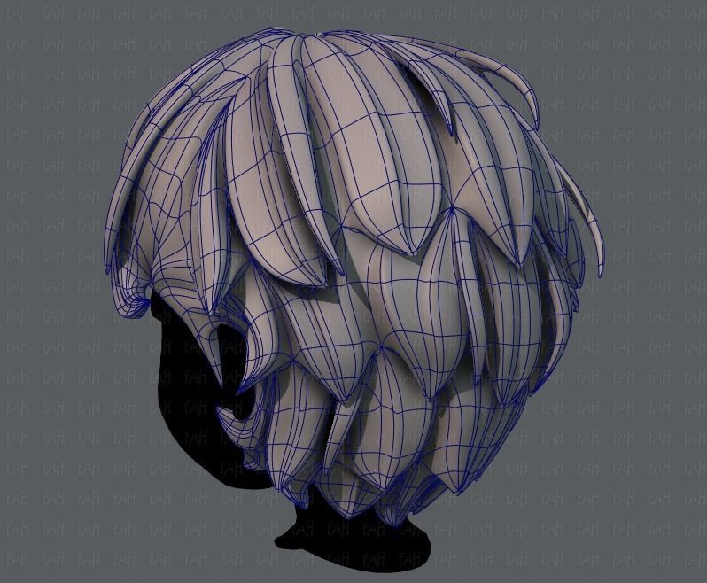 3D Hair style for boy V22 Low-poly 3D model_14