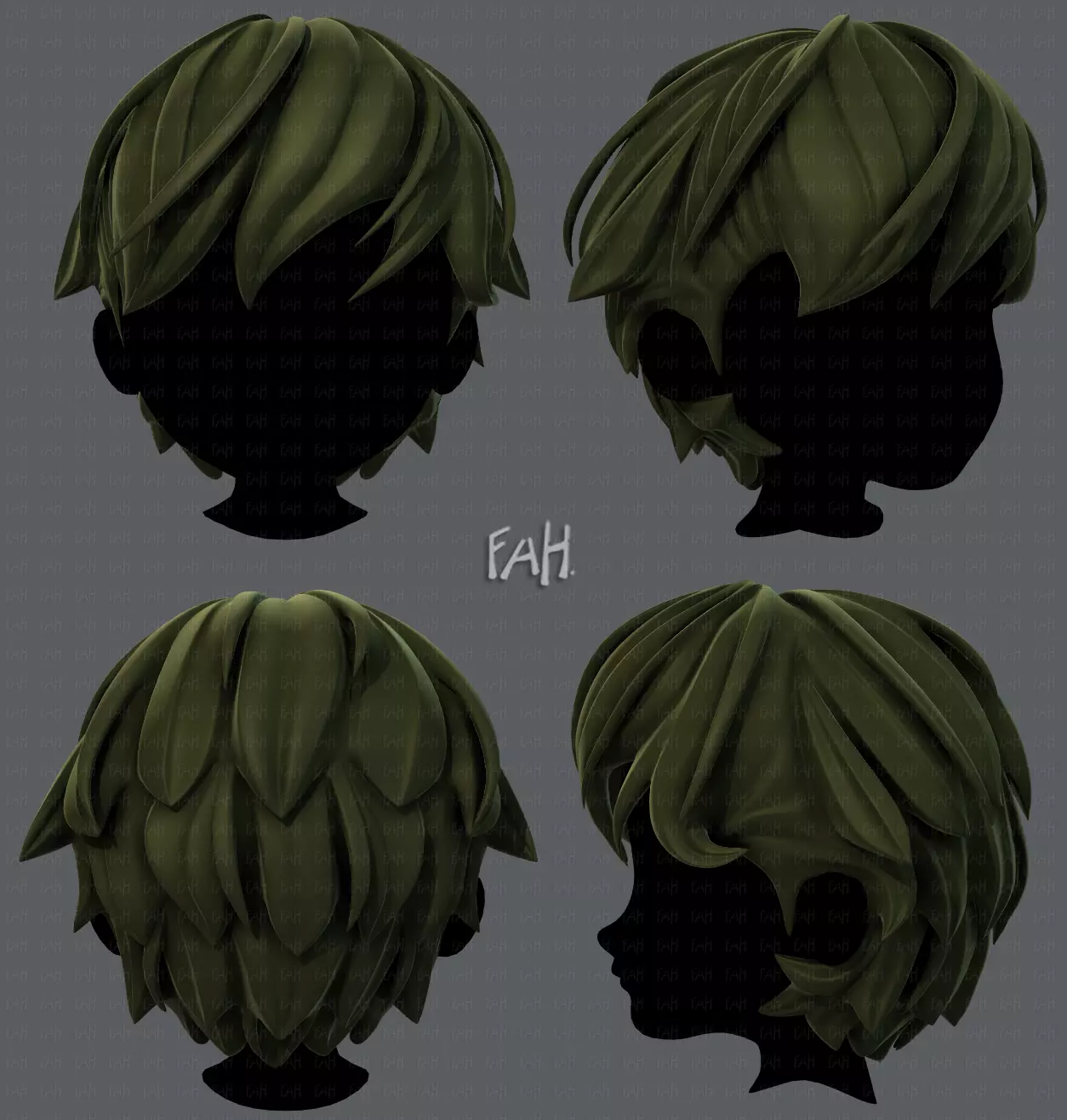 3D Hair style for boy V22 Low-poly 3D model_0