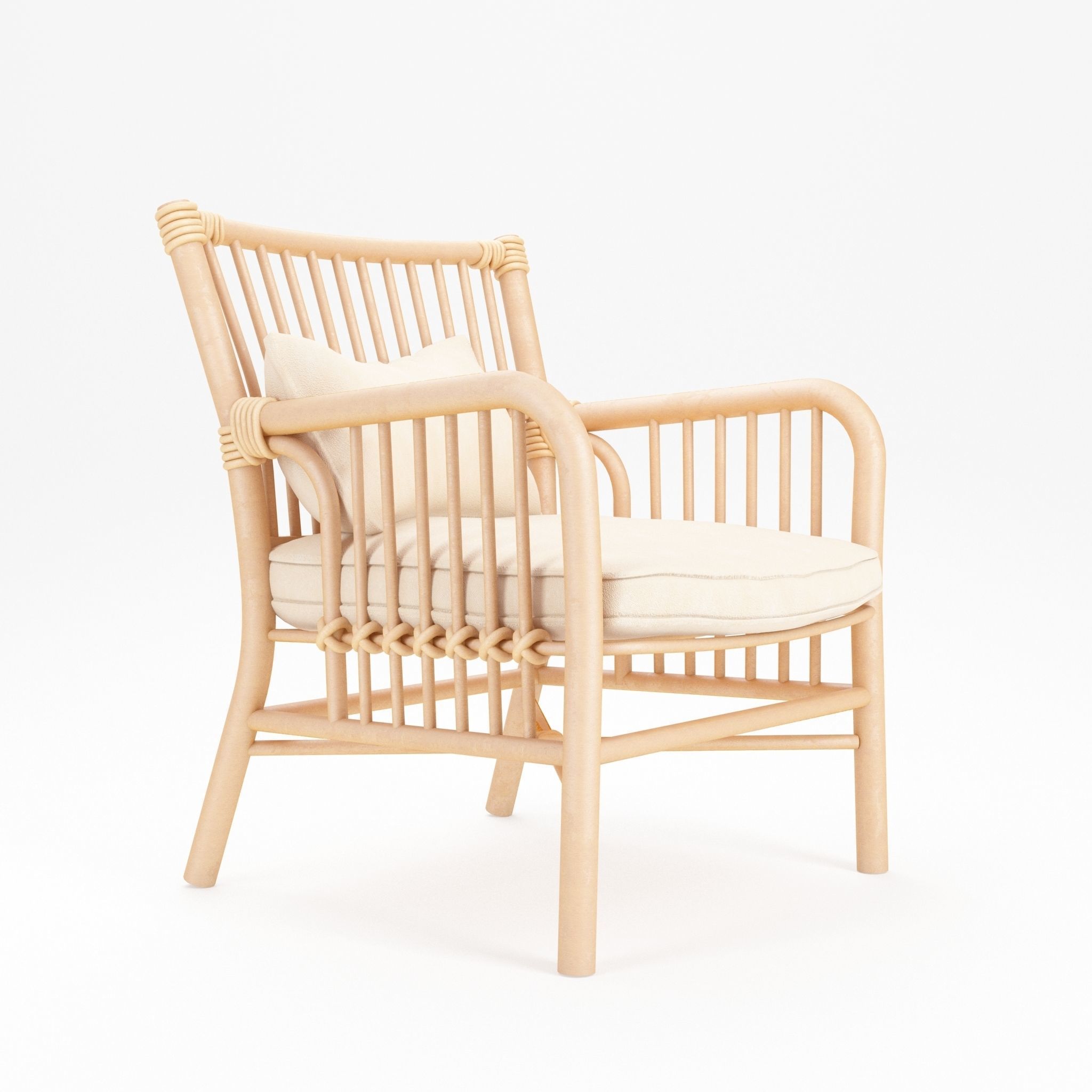 Wooden Chair Low-poly 3D model_3