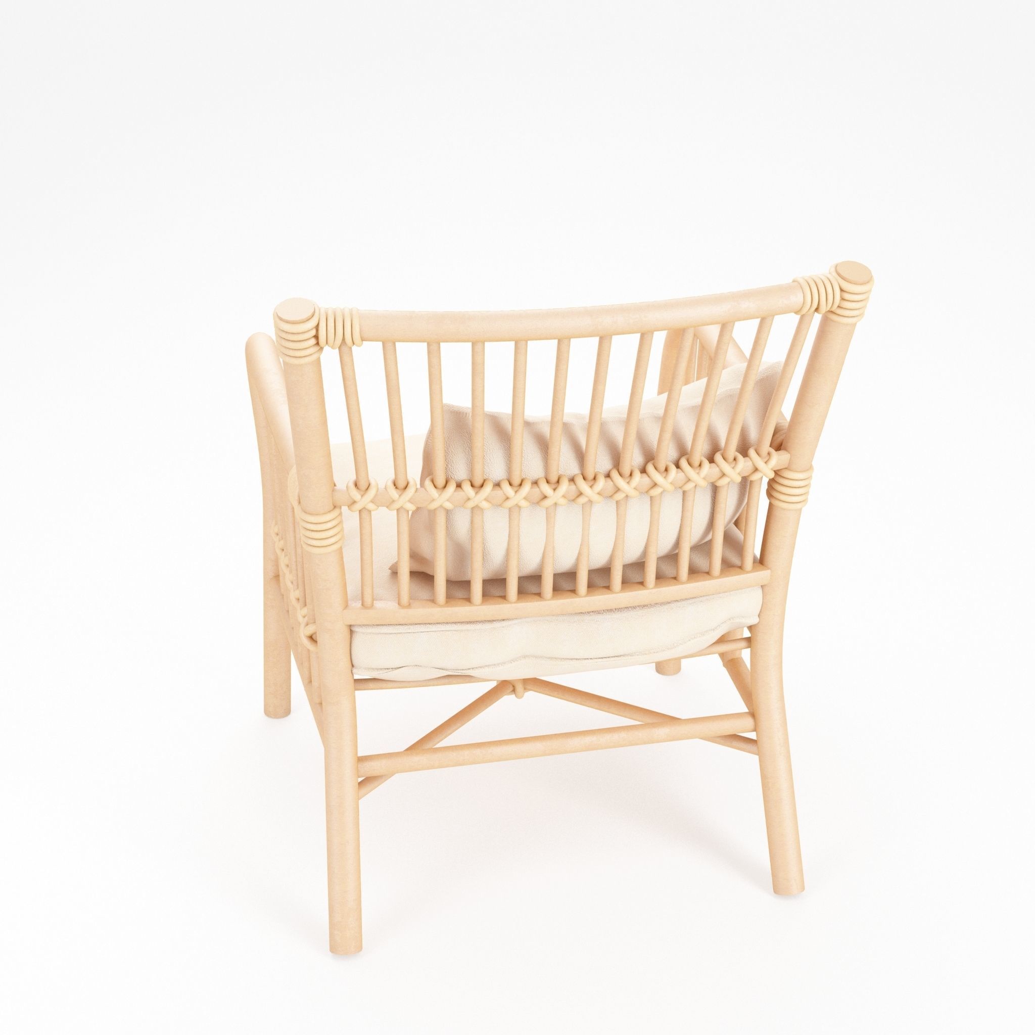 Wooden Chair Low-poly 3D model_5