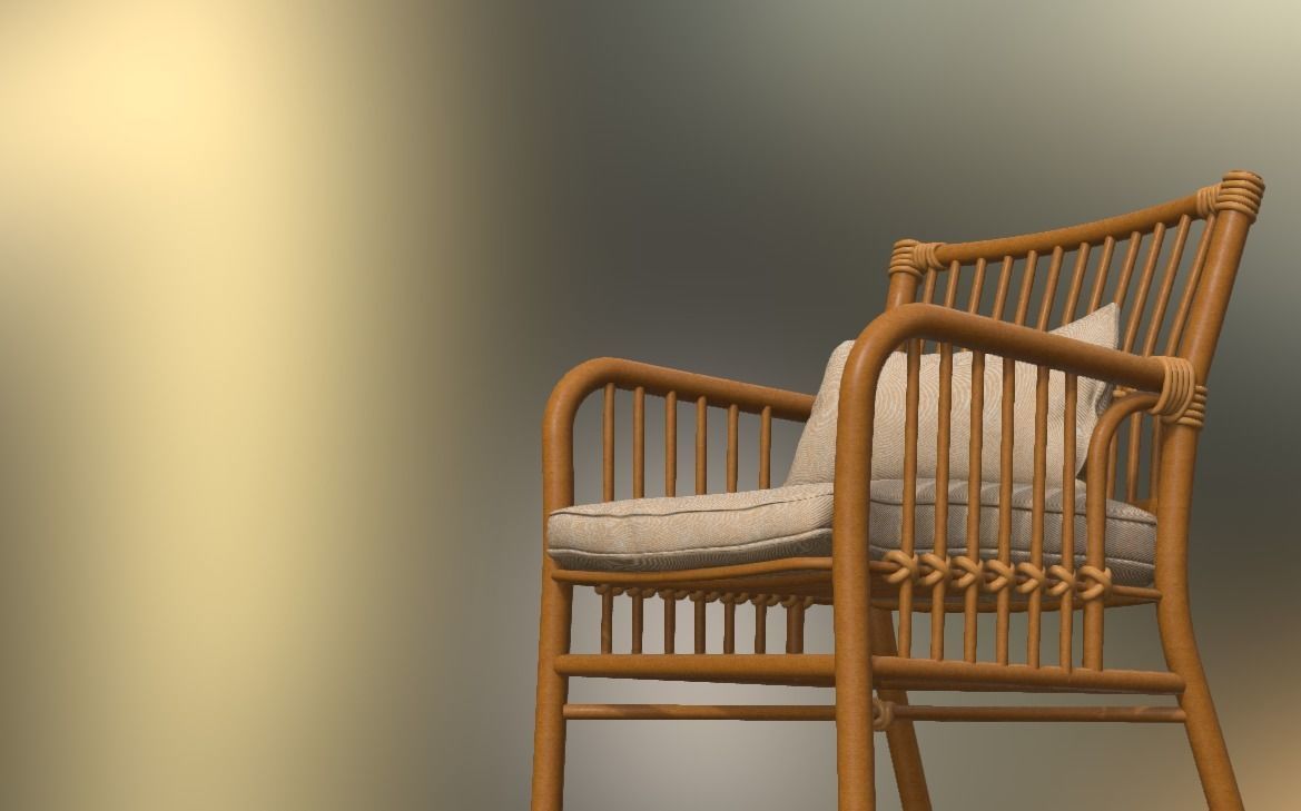 Wooden Chair Low-poly 3D model_9