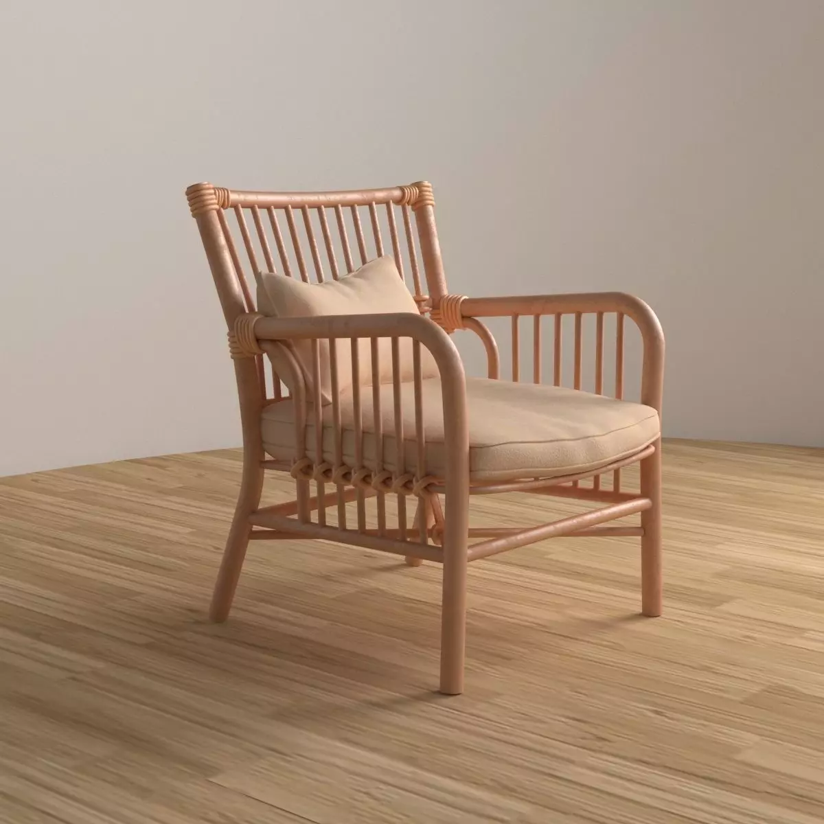 Wooden Chair Low-poly 3D model_0