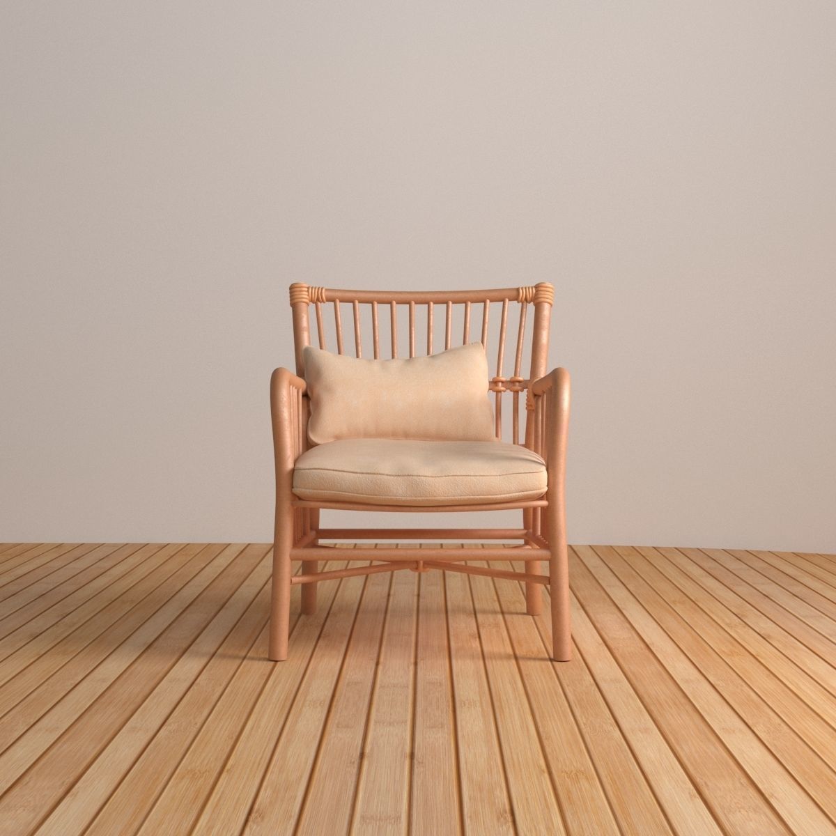 Wooden Chair Low-poly 3D model_1