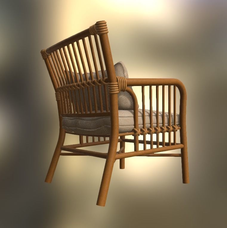 Wooden Chair Low-poly 3D model_8