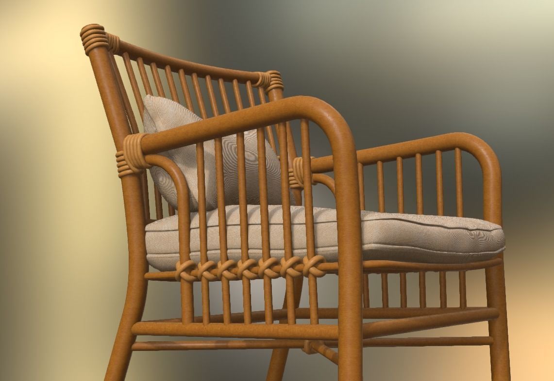 Wooden Chair Low-poly 3D model_10