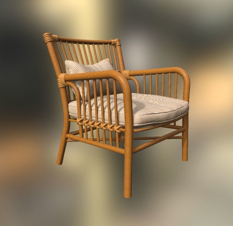 Wooden Chair Low-poly 3D model_7