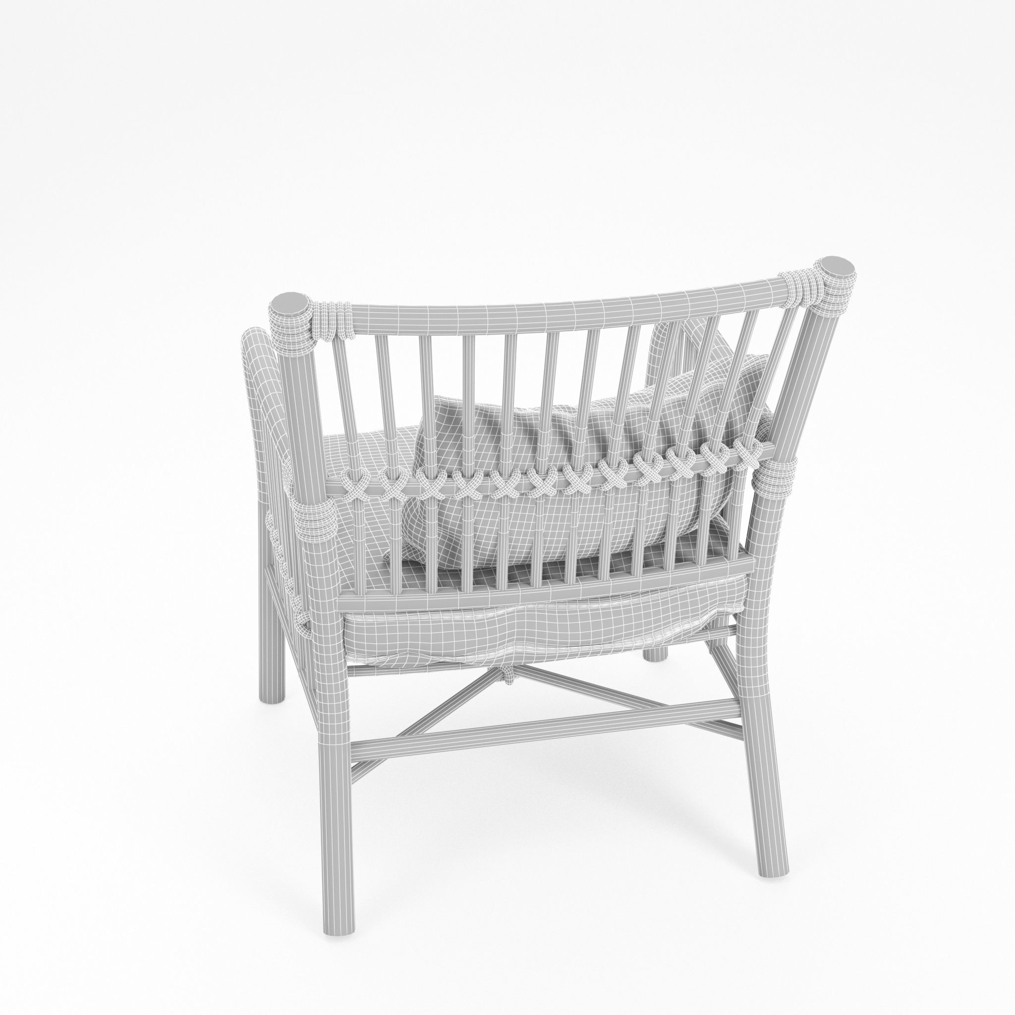 Wooden Chair Low-poly 3D model_6