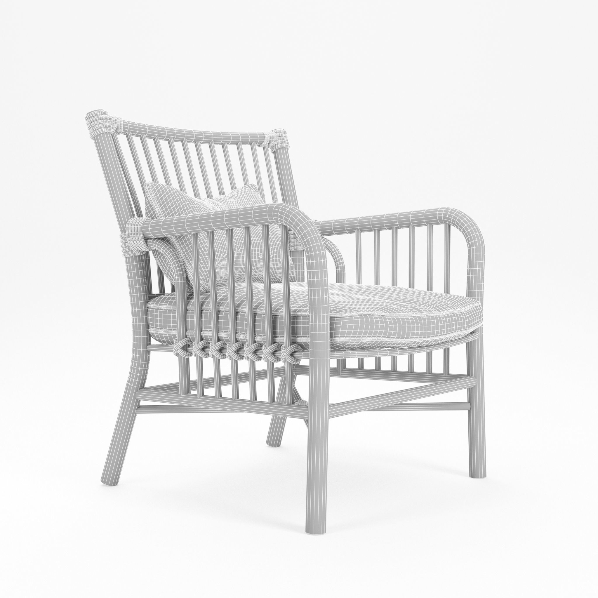 Wooden Chair Low-poly 3D model_4