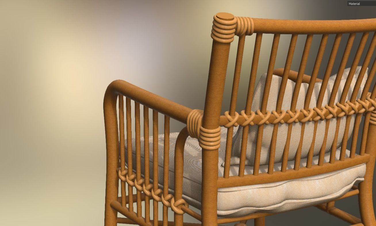 Wooden Chair Low-poly 3D model_11