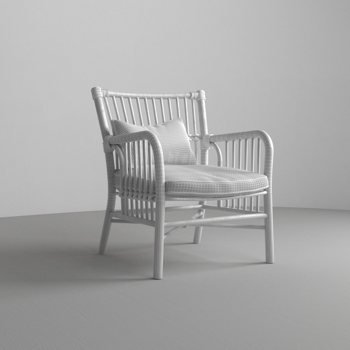 Wooden Chair Low-poly 3D model_2