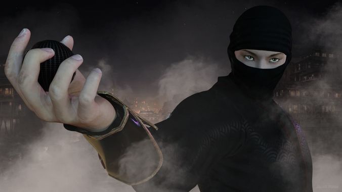 Ninja ninjas in city wallpaper Low-poly 3D model