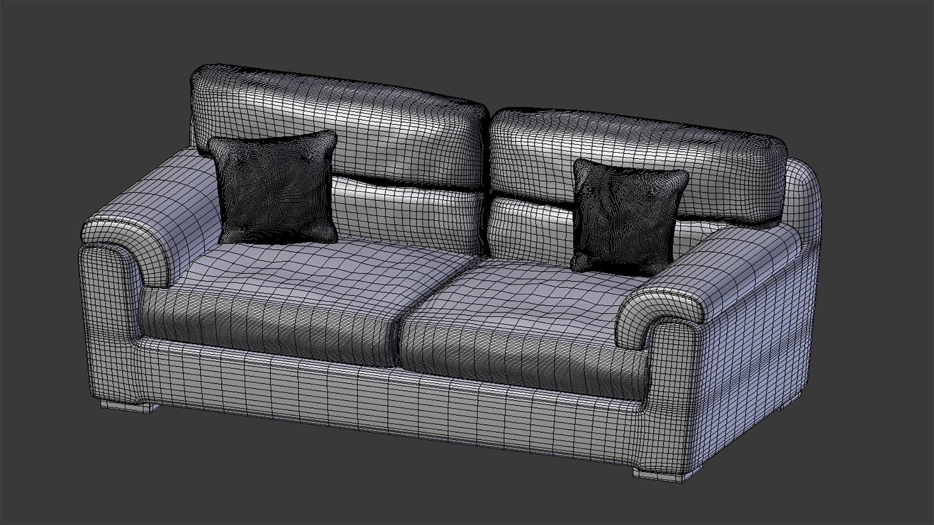 Simple Sofa Two seat sofa 3D model_3