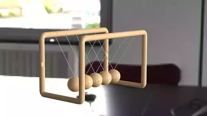 Wooden Newtons cradle Free 3D model
