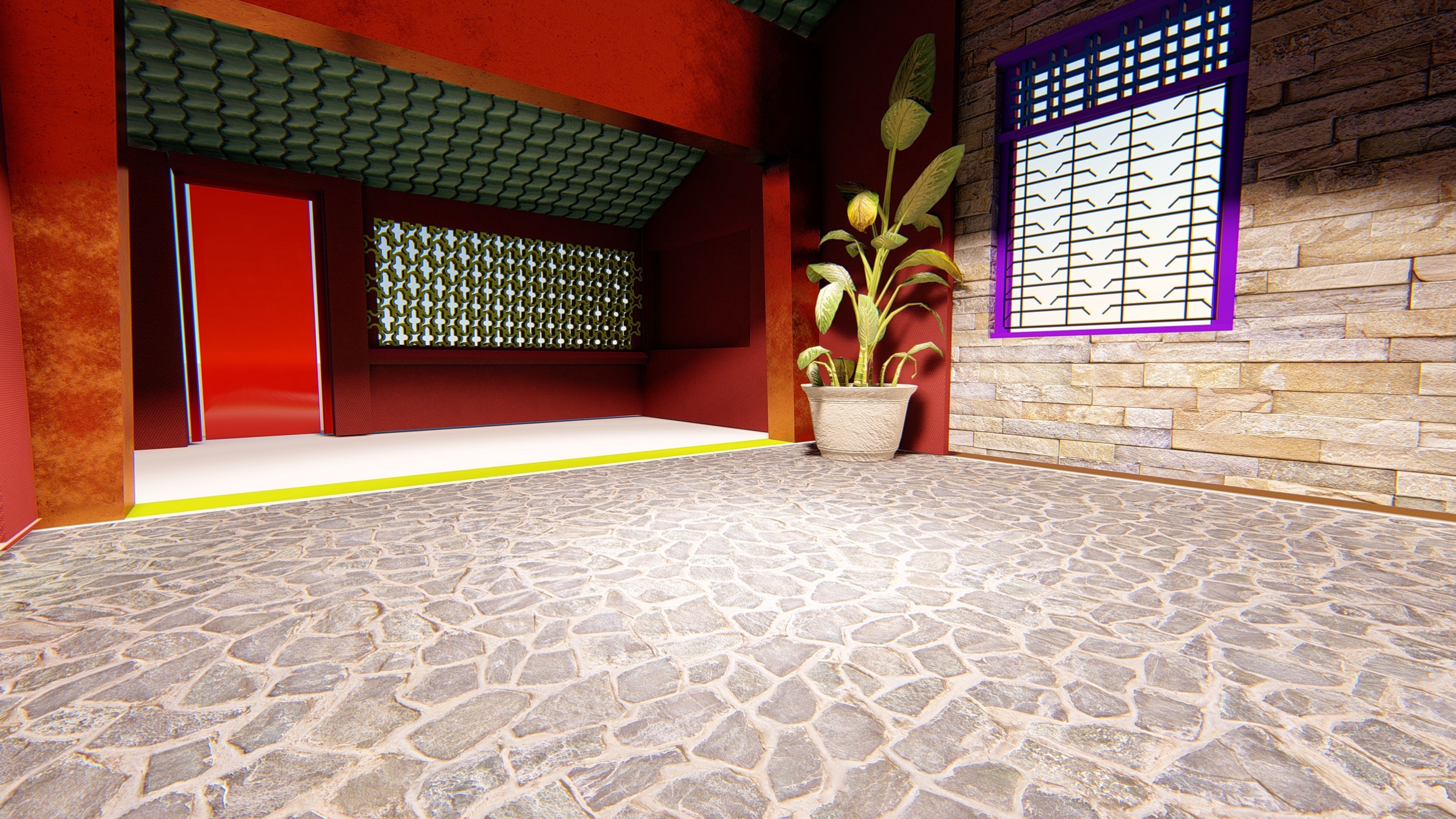 house chinese Low-poly 3D model_1