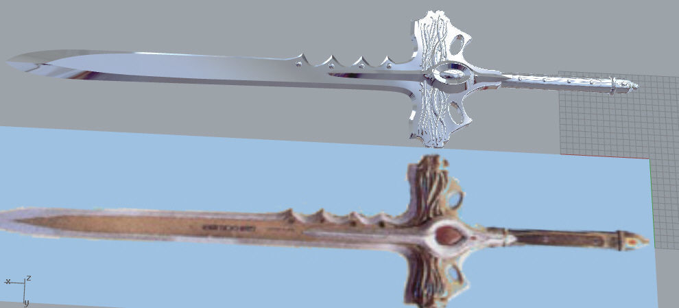 Goldar sword from mighty morphin power rangers 3D print model_9