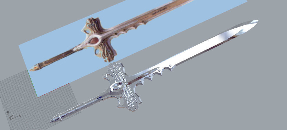Goldar sword from mighty morphin power rangers 3D print model_2