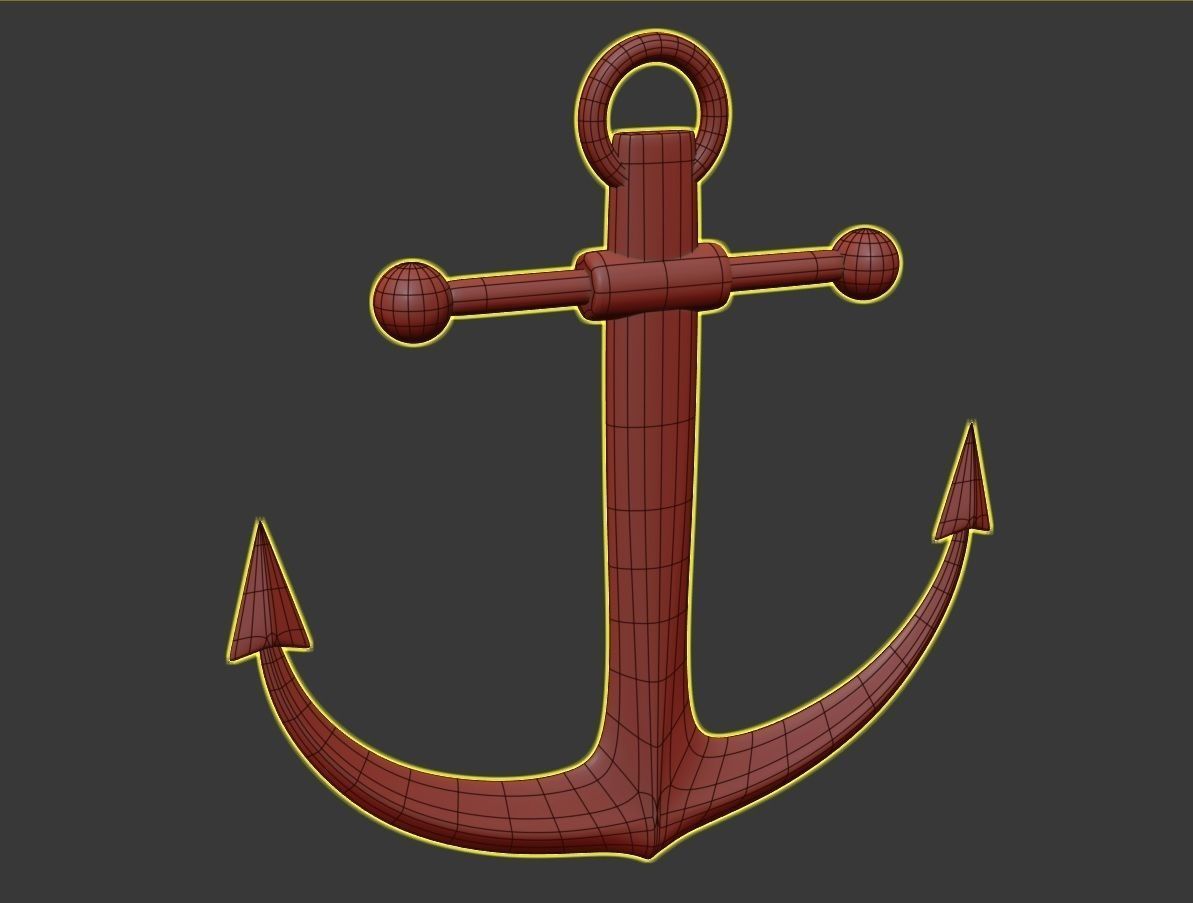 Cartoon Anchor 3D model_4