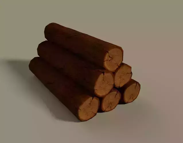 Wood Log Pile Low Poly 